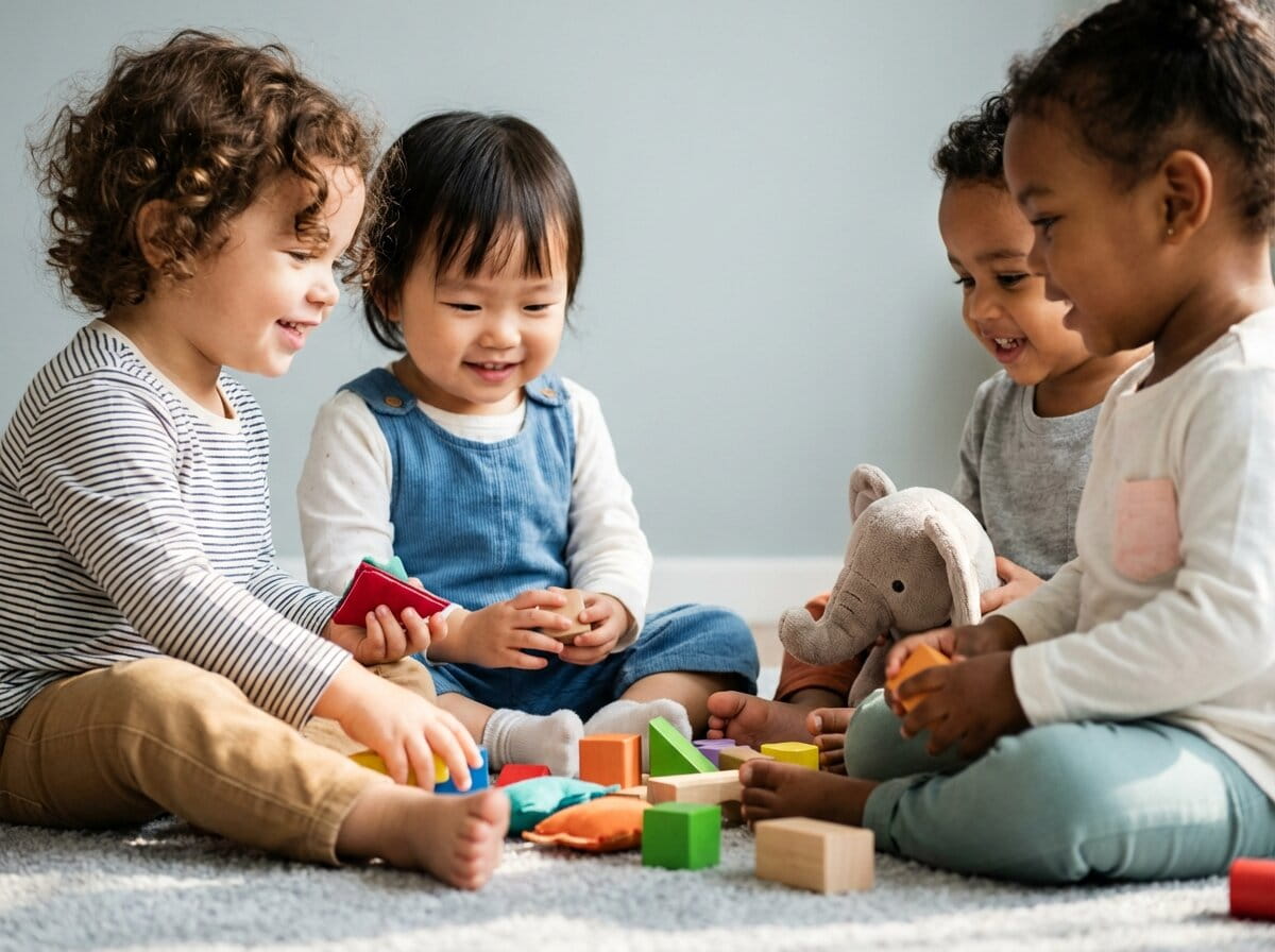 Children engaged in play-based learning at Amores Daycare